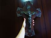 Crucifixo Italiano em bronze e madeira